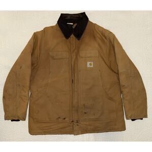 Vintage Distressed Carhartt Jacket Mens XL 50 CQ186 Quilt Lined Work